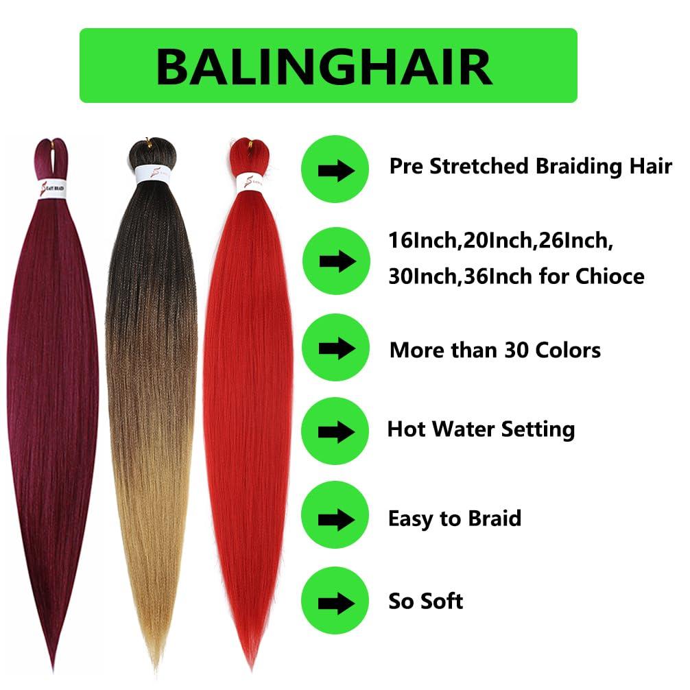 BALINGHAIR BALINGHAIR Pure White Braiding Hair Pre-stretched 30 Inches Long Braiding Hair Extensions Flame Retardant Braids Hair(60#-8Pcs)