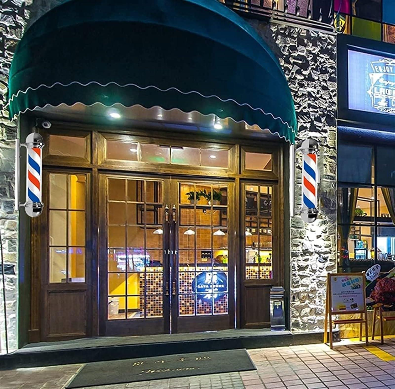 KouRY Barber Pole Light Barber Pole LED Red White Blue Rotating Light LED Stripes Pole Light Hair Salon Sign Wall Mount Rotating Light (Color : Red White)