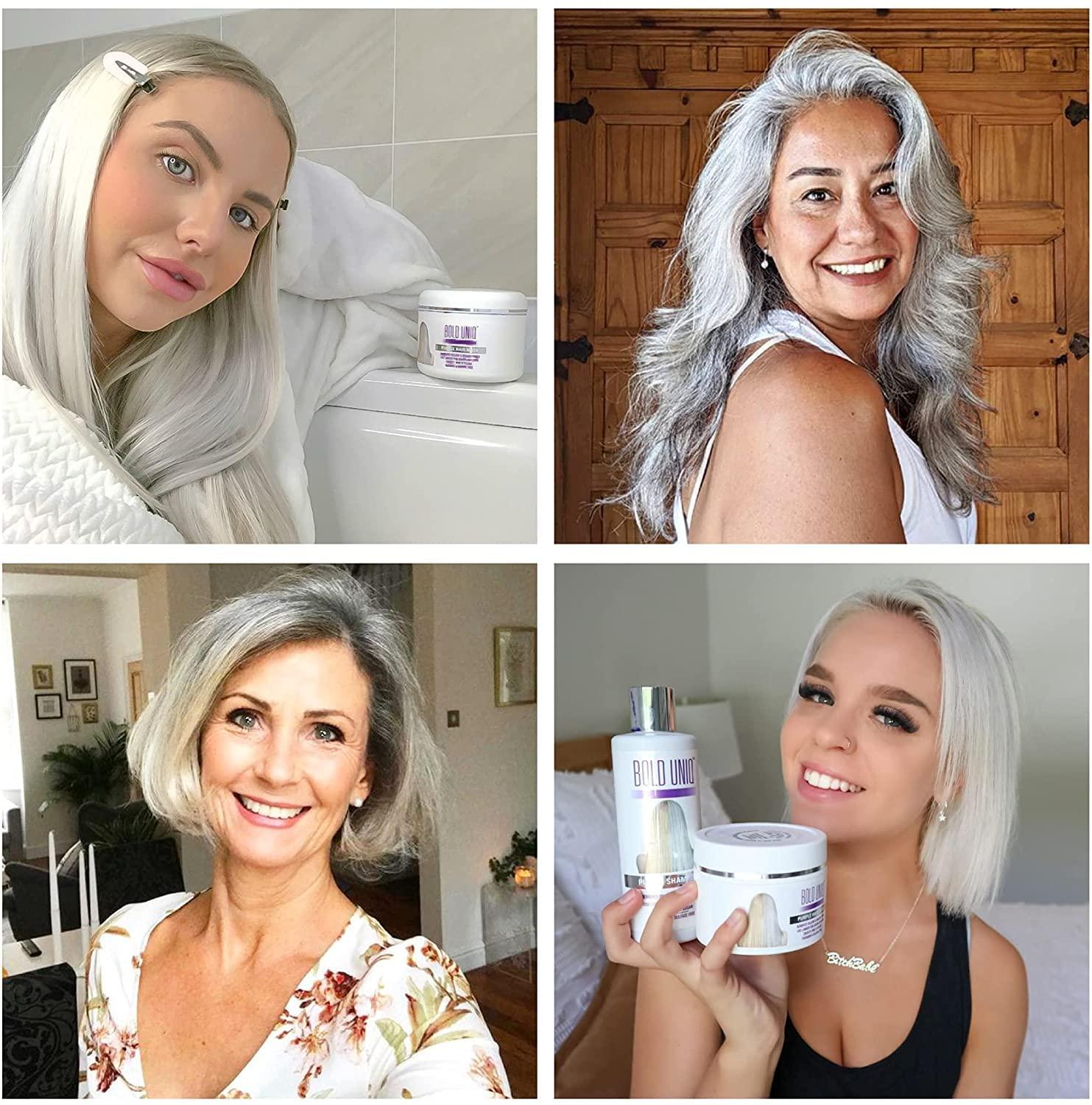 BOLD UNIQ Purple Hair Mask For Blonde, Platinum, Bleached, Silver, Gray, Ash & Brassy Hair, BoldPlex 6 Hair Serum & BoldPlex 4 Shampoo Bundle - Remove Yellow Tones and Condition Dry, Damaged Hair - Cruelty Free
