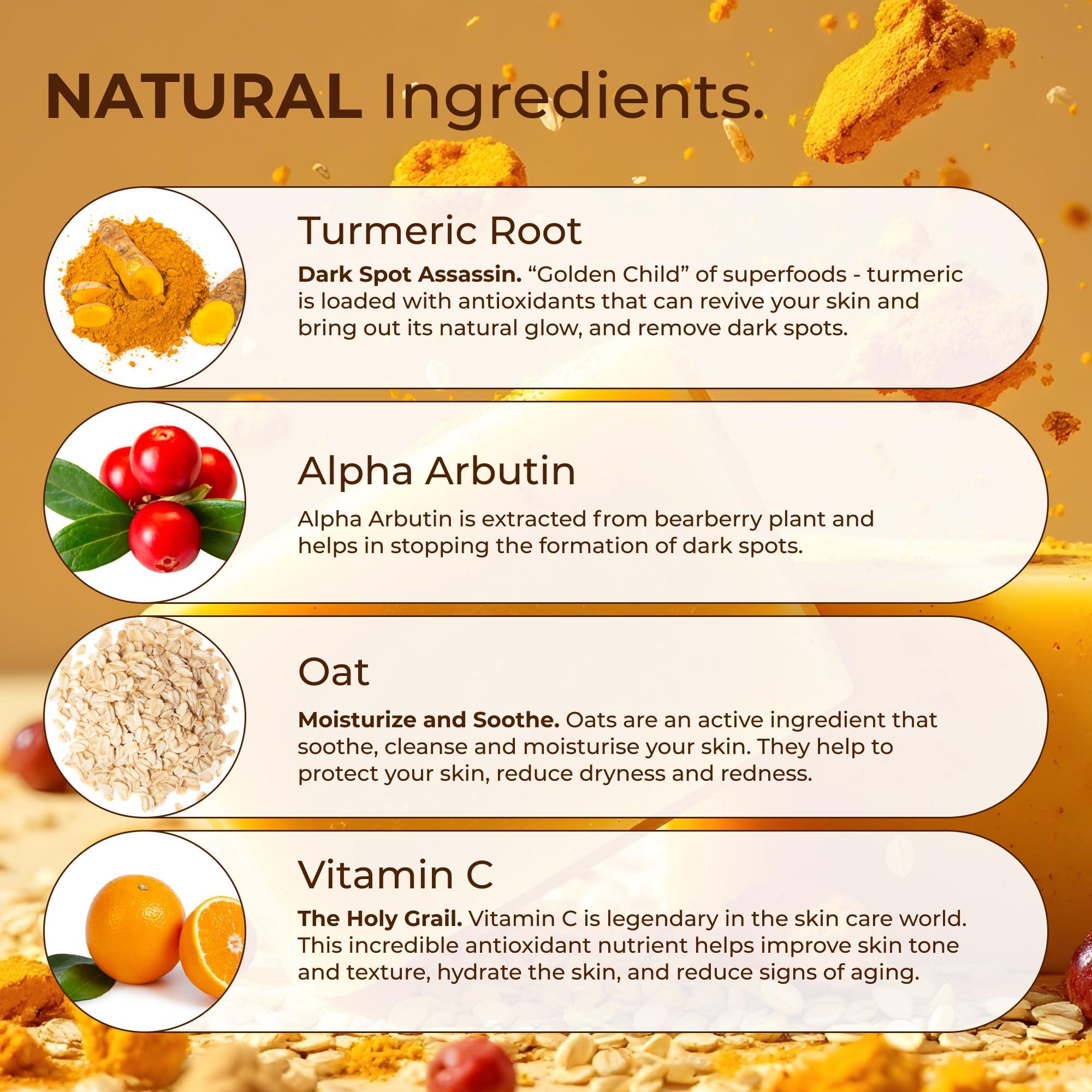 Glo Melanin Glo Melanin Organic Turmeric Soap for Dark Spots & Acne, Turmeric Soap for Skin Brightening and Clearing Formula, All Natural Turmeric Soap Bar