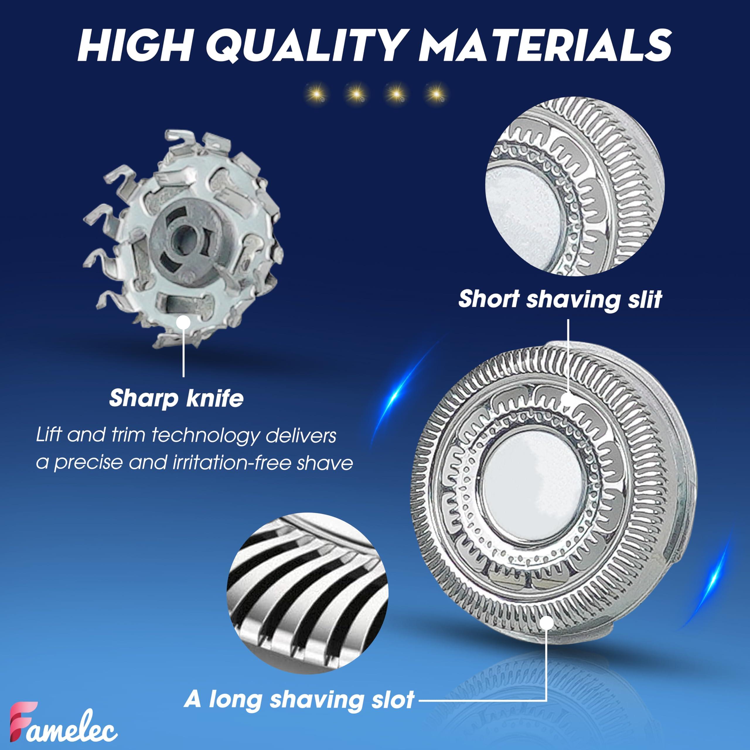 FAMELEC SH70/SH71 Replacement Heads for Philips Norelco Shaver Series 7000, Compatible with Philips Norelco 7000 Replacement Heads, New Upgraded Blades for Norelco Replacement Heads Series 5000 Angular