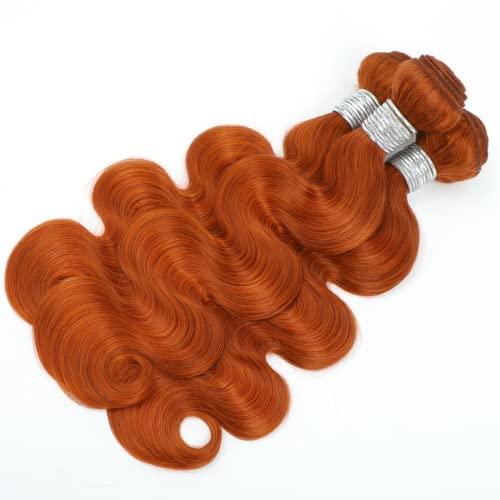 ALHER ALHER Ginger Bundles Human Hair Body Wave Ginger Bundles 350 Bundles Human Hair Sew In Weave Wavy 3 Bundles for Black Women 10A 100% Brazilian Remy Hair Soft Thick Copper Orange Color 10 12 14 Inch