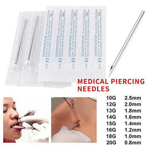 SHTCUS 20G 10 PCS Body Piercing Needles, Body Ear Navel Nose Lip Nipple Piercing Needles, Ear Nose Piercing Needles, Tattoo Body Piercing Needles Tool