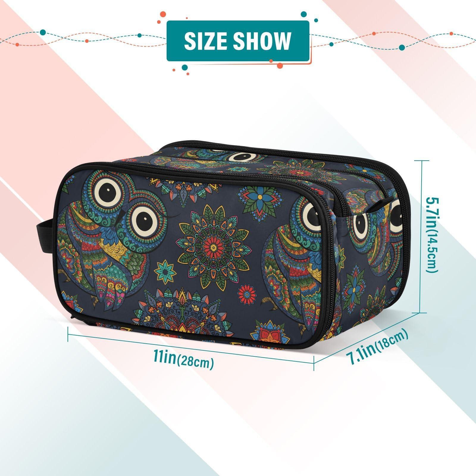 senya senya Makeup Bag Owl in Tribal Ethnic Large Cosmetic Bag Travel Portable Toiletry Bag Case Organizer for Women Girls