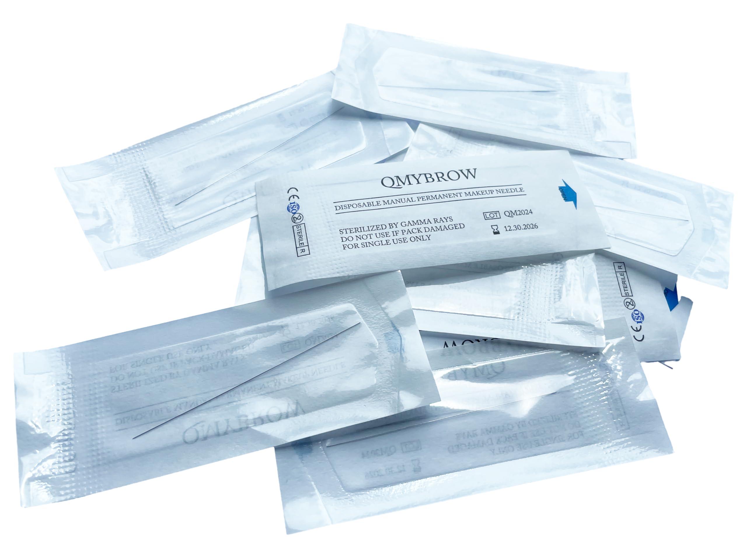 QMYBROW Disposable 1R Single Round Needles for Eyebrow Eyeliner Lips Permanent Makeup Machine Cosmetic Machine Tattoo Needle 0.18mm/0.25mm/0.30mm/0.35mm (0.3mm)