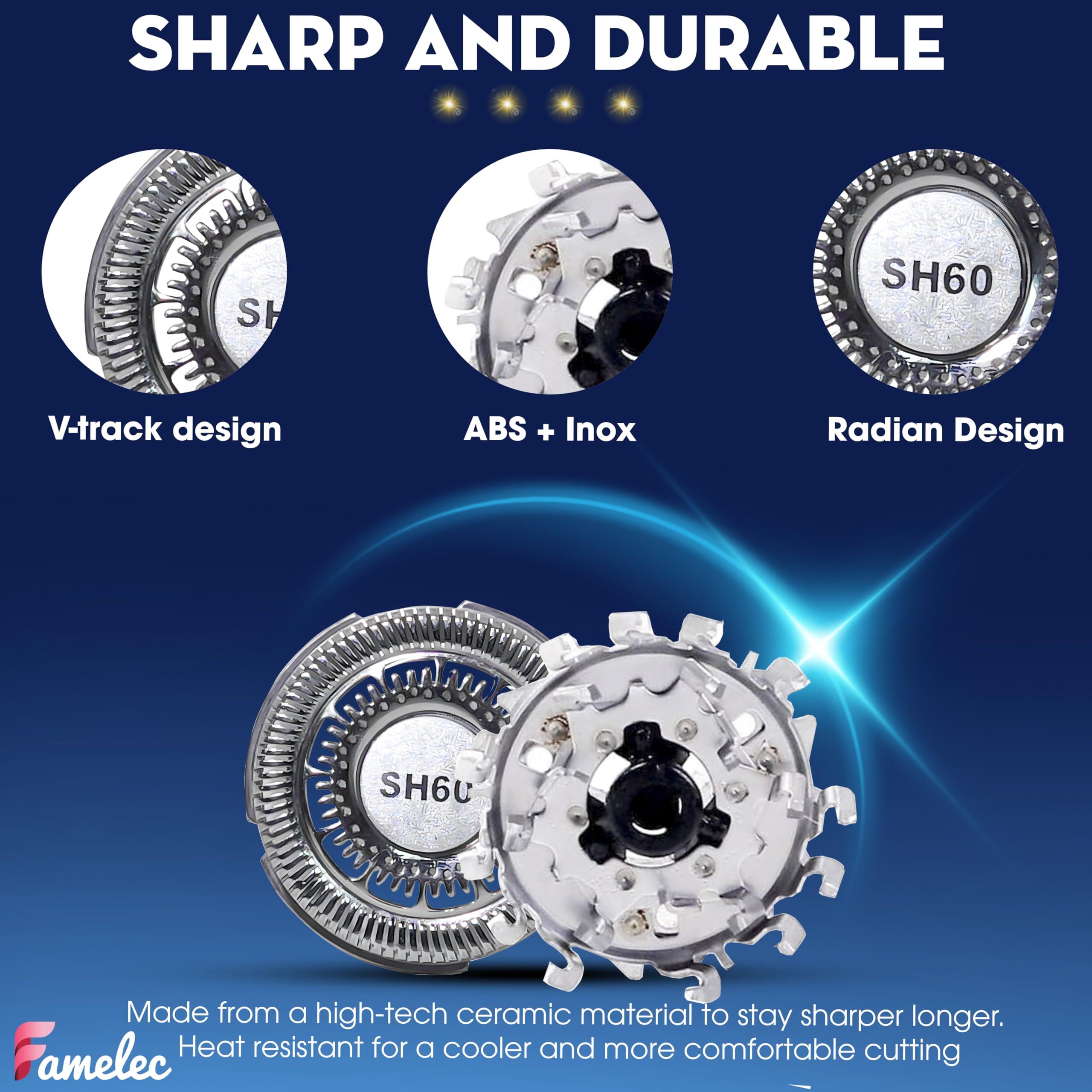 FAMELEC FAMELEC Upgraded Blades SH60/72 for Ph***ps Norelco 6000 Replacement Heads, Head Shaver Replacement Blades Compatible with Ph***ps Norelco 6000 Replacement Electric Shaving Head Razor Blades