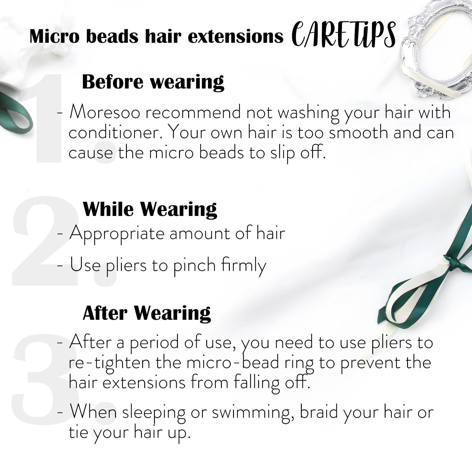 Moresoo Moresoo Micro Bead Hair Extensions Real Human Hair Ash Blonde Highlight Bleach Blonde Micro Link Hair Extensions Human Hair Blonde 16 Inch Micro Loop Hair Extensions Human Hair 50G/50S