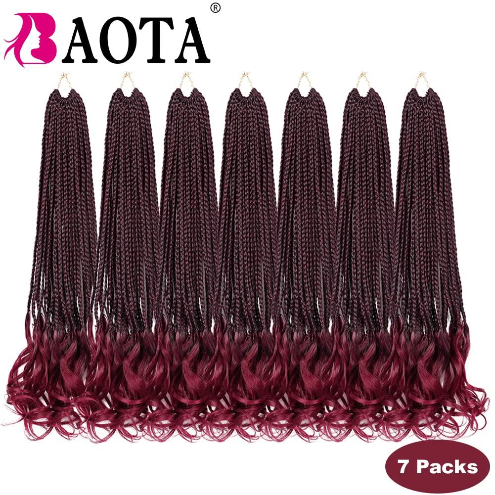 BAOTA BAOTA Box Braids Crochet Hair Pre Looped Red Goddess Box Braids with Curly Ends Short Bohemian Box Braids Crochet Hair 14 Inch 7 Packs (1B/BUG#)