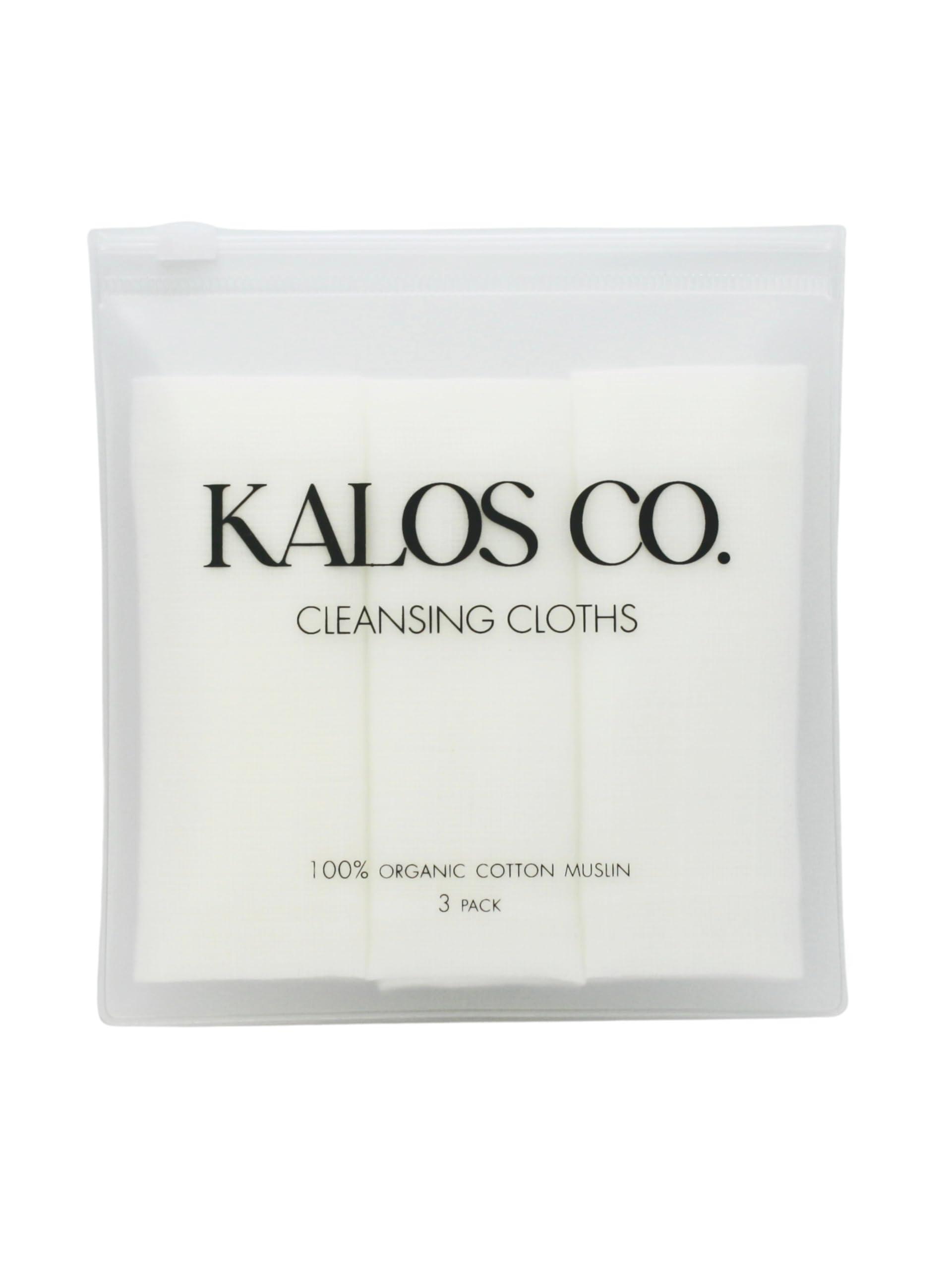 Kalos Co. KALOS CO. 3 pack organic face cloths made with 100% organic cotton, organic muslin facial cloths, cotton organic wash cloths, organic skin care, cloths for face wash cloths