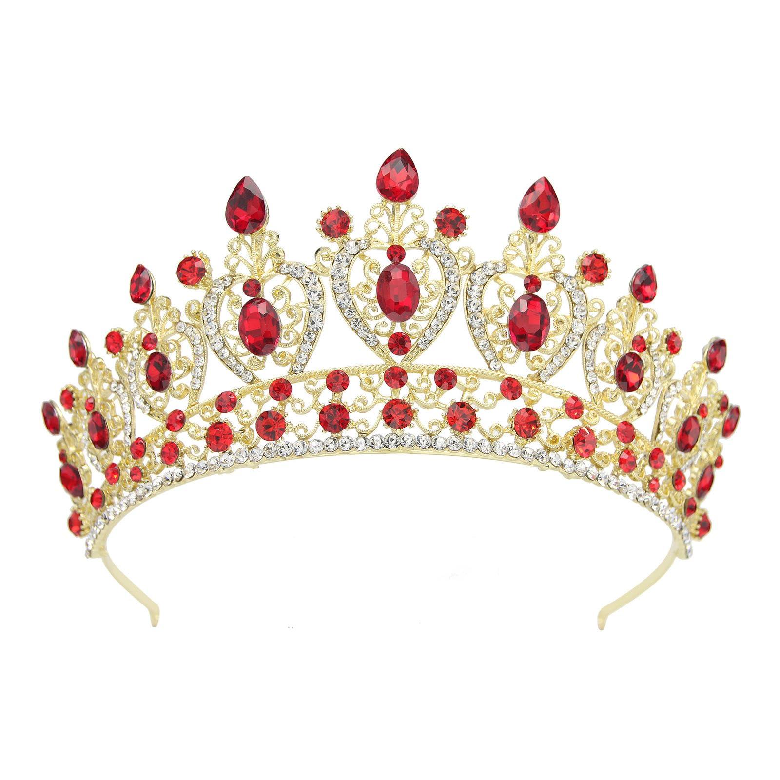 CarXs European and American bridal crown headdress Baroque color crystal wedding Crown Princess headdress queen crown bridal headdress crystal barrettes