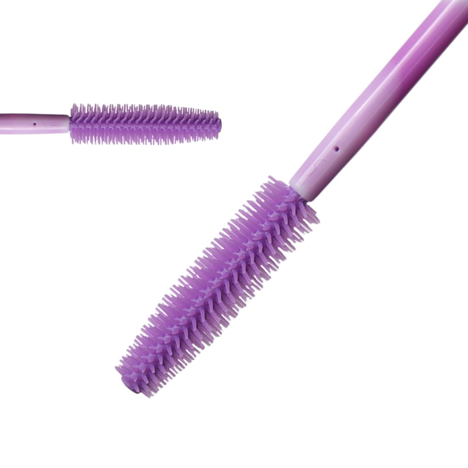 Mekupeu Mekupeu 50pcs Silicone Mascara Wand,Disposable Eyelash Brushes,Soft Lash Spoolie Brush For Eyelash Extensions (Deep purple)
