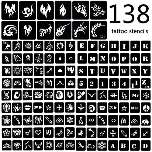 Betytattoo Betytattoo Temporary Tattoo Markers for Skin - Dual-End Tattoo Pens for Body & Face Art with 138 Tattoo Stencil Papers, 10 Pens Make Bold and Fine Lines, Cosmetic Quality(BETY2)