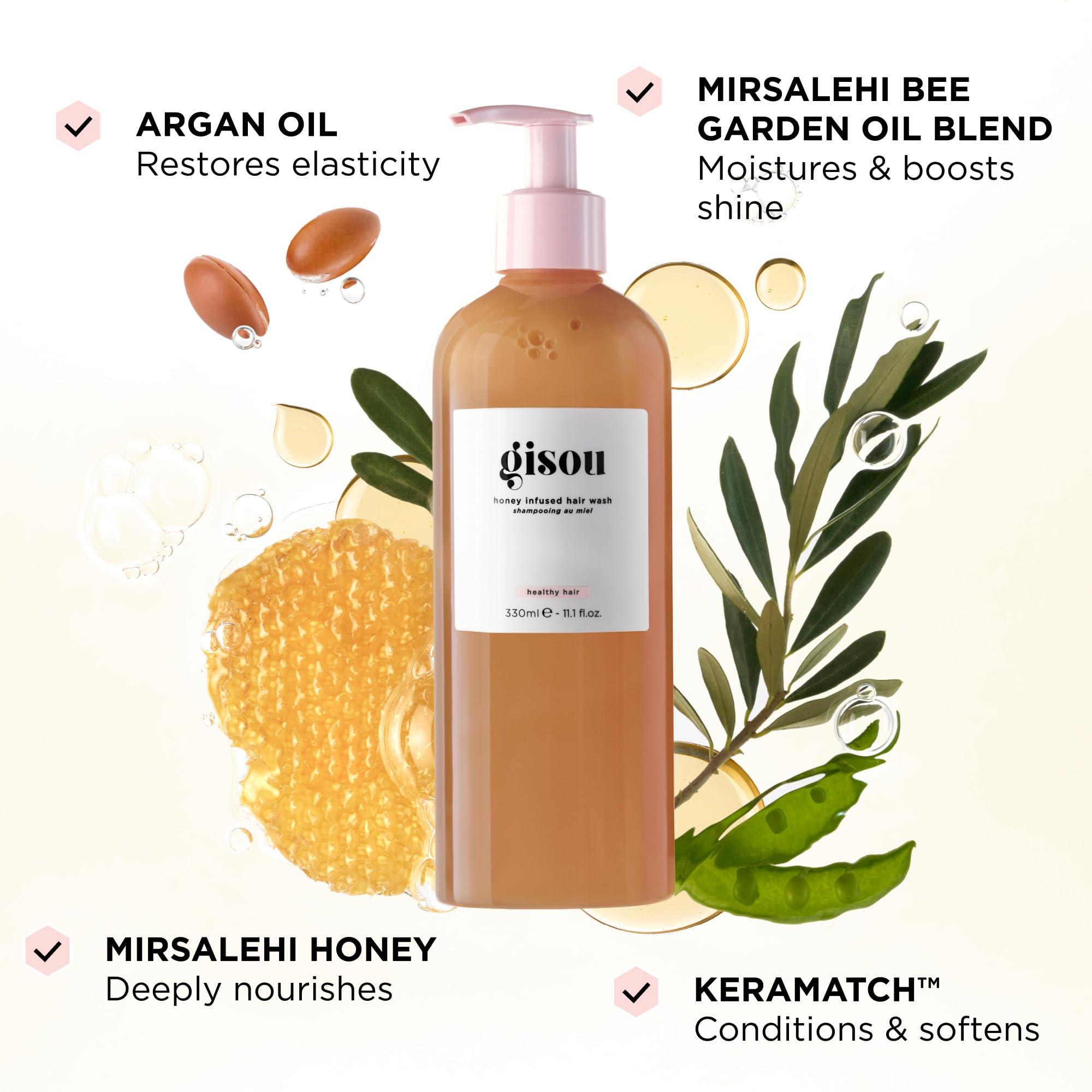 Gisou Gisou Honey Infused Hair Wash, Hydrates and Cleanses for Softer and Stronger Hair, Nourishes and Helps with Preventing Breakage and Frizz Control, 11.1 oz