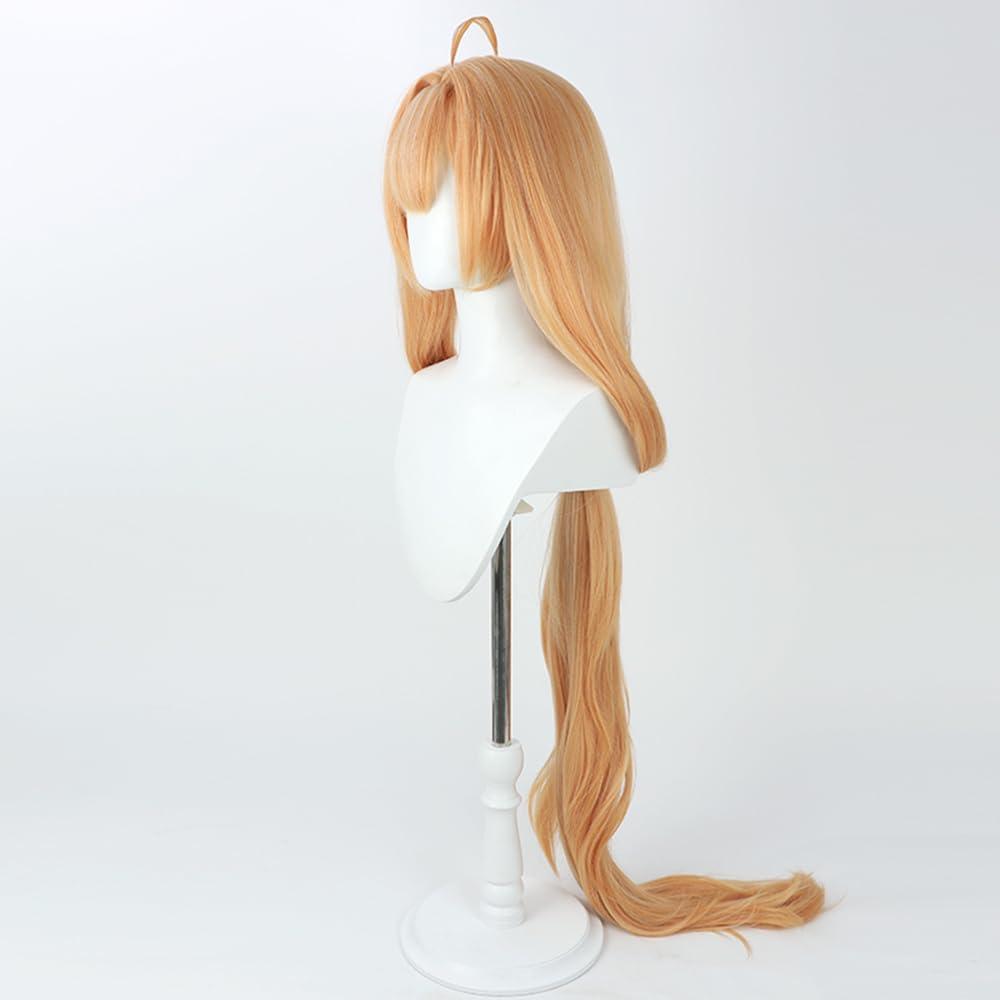 osseoca osseoca Blonde Long hair Curly wig bangs Low ponytail hair tie Full hair cos anime show Simulation wig 135cm 53inch (Susannah)