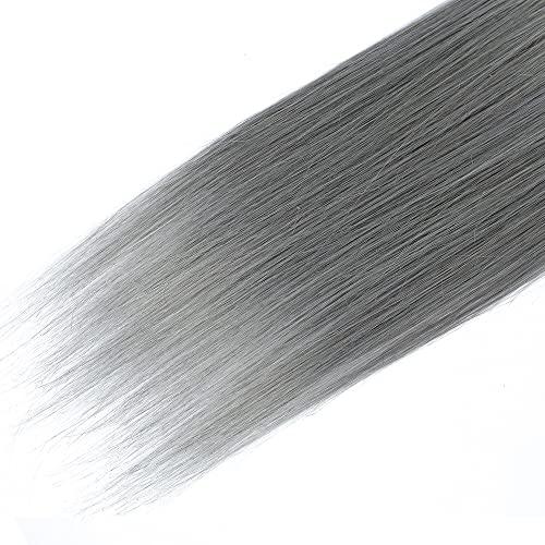 Capurchra Ombre Grey Brazilian Straight Hair 3 Bundles 100% Human Hair Straight Bundles Grade 8A 100% Unprocessed Virgin for Black Women Straight Weave Hair Human Bundles Grey Bundle 18 20 22 inch