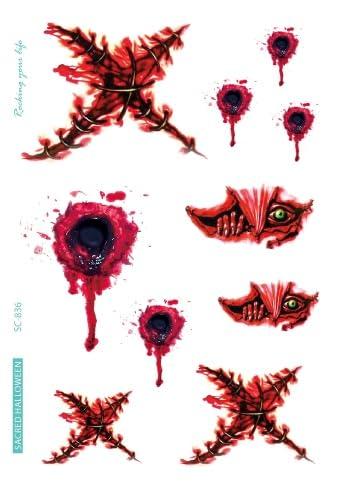 Generic Temporary Tatoo Tattoo Sticker Happy Halloween Scar Lips Smile Flash Tatto Hand Foot Waterproof Tattoos For Men Women Kids