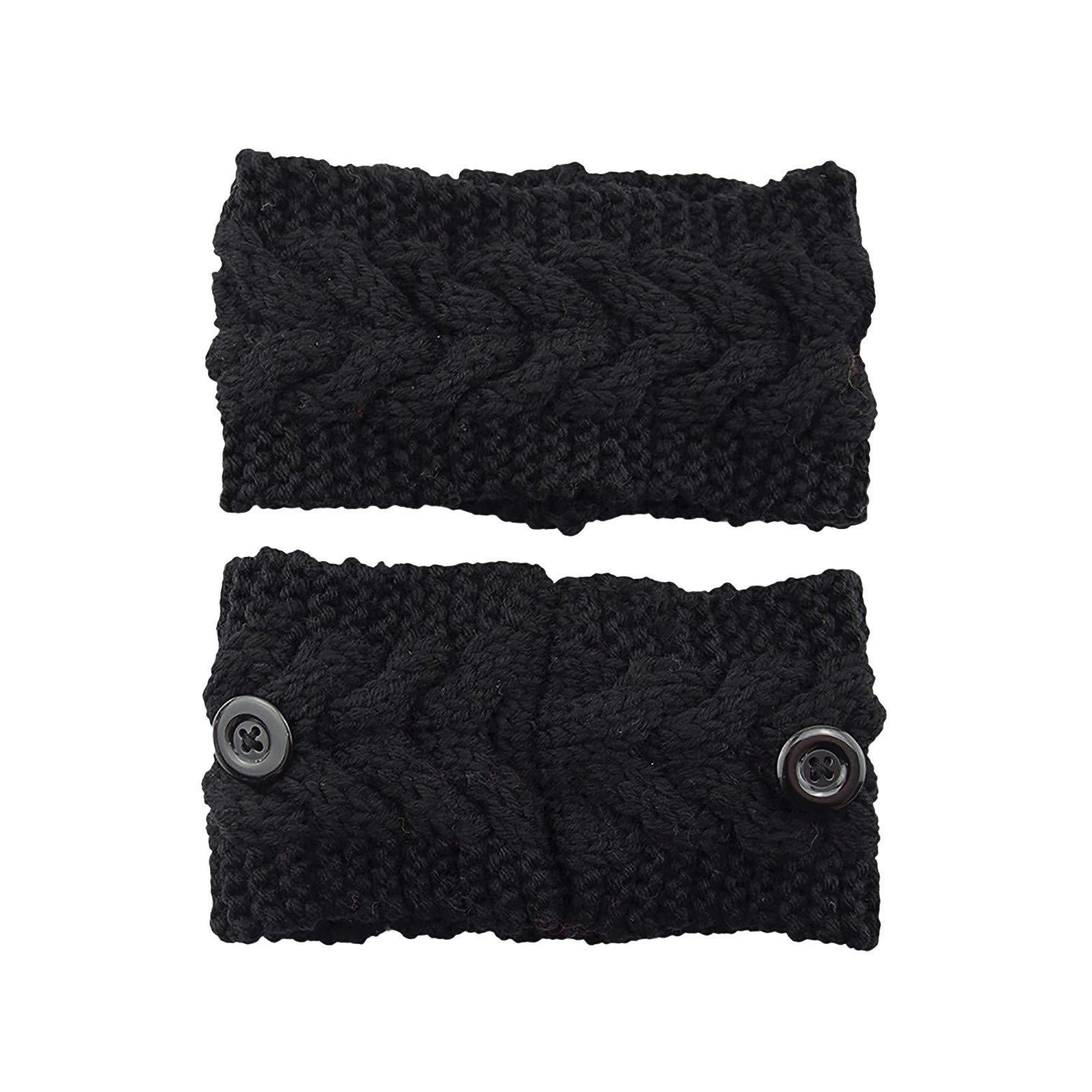 Generic Winter Headbands for Women Ear Warmer Headband Soft knit Turban Stretch Headbands Cold Weather (Black, One size)