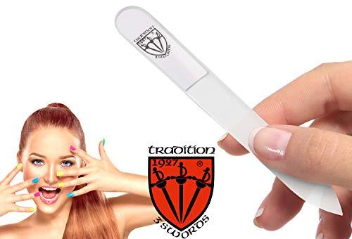 3 Swords Germany 3 Swords Germany - Brand Quality Clear Double Sided Glass Nail File for Women & Girls, Perfect for Natural Fake Gel Artificial Acrylic fingernail, incl. Nail Buffer & Tube case for Travel (313)