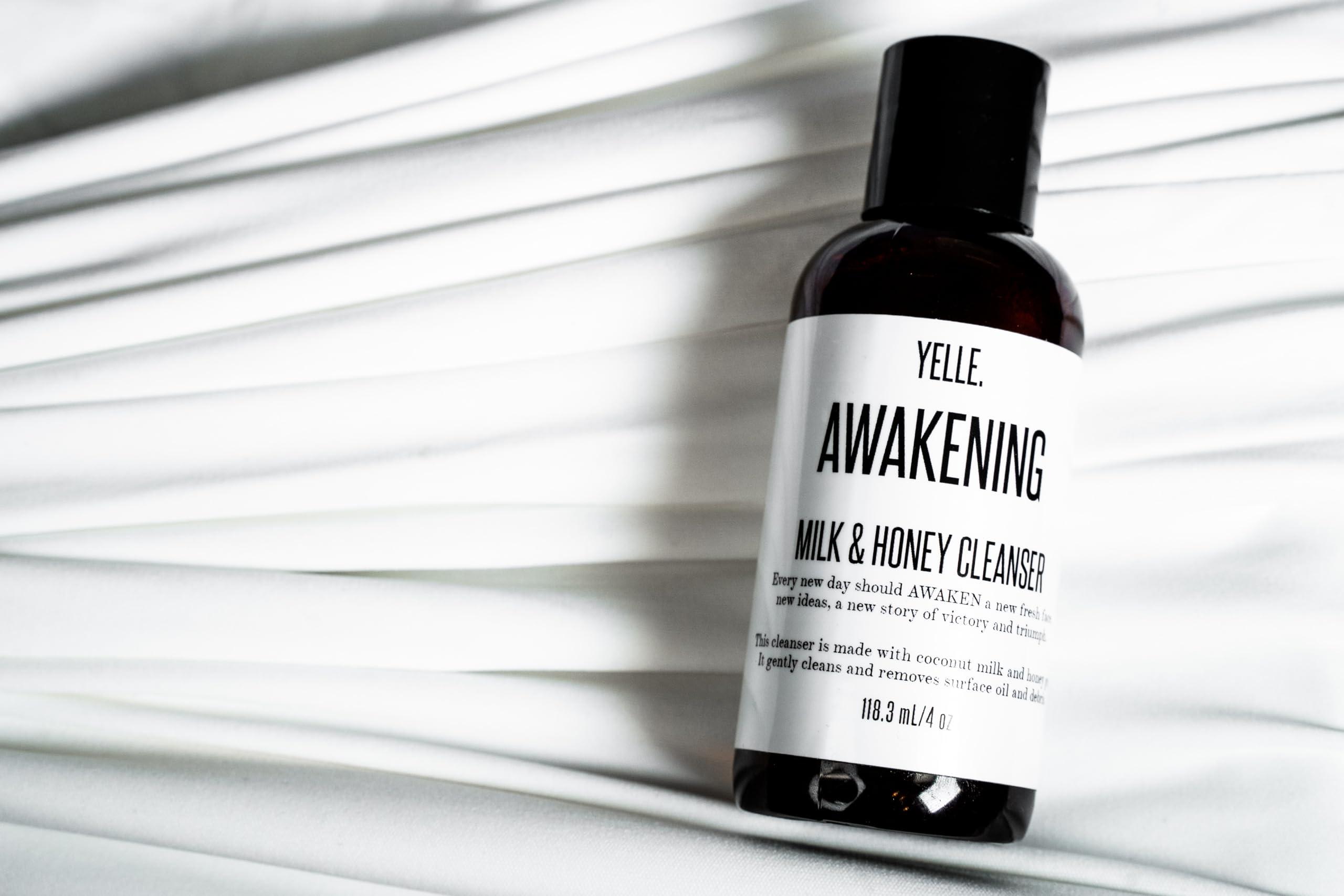 Yelle Yelle. Skincare | Awakening Milk & Honey Cleanser Formulated with Coconut Milk, Vitamin E Organic Herbal Infusion to Balance pH Levels and Retain Skins Natural Moisture Levels.| 4 oz