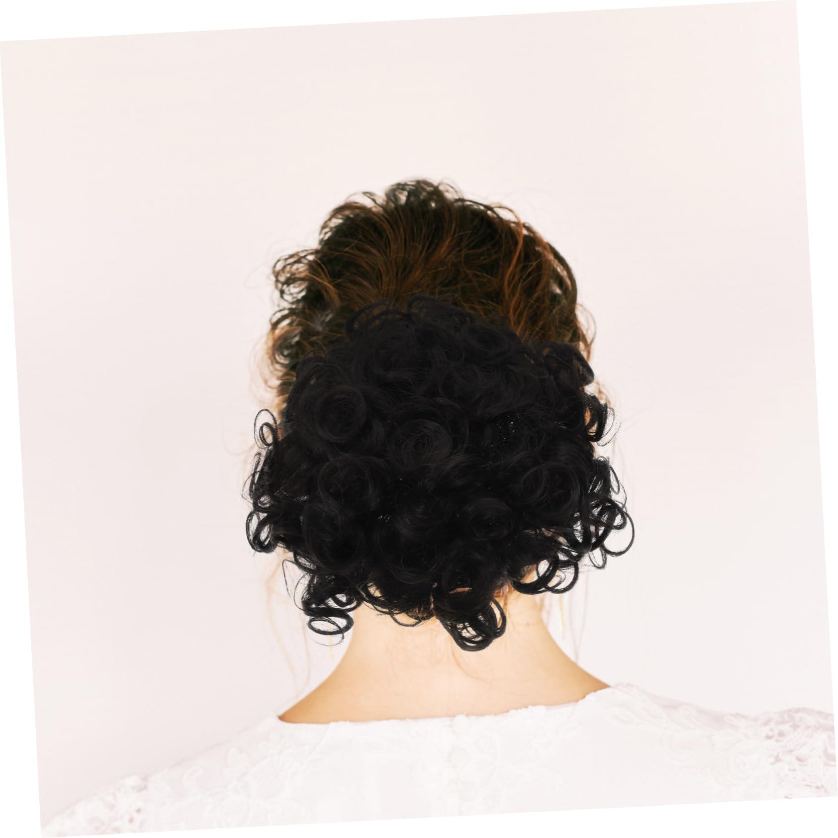 FOMIYES FOMIYES 2pcs Piece messy hair bun scrunchies human hair scrunchie hair bun extensions updo hair bun ponytail wig curly wigs fake buns Miss hair accessories High temperature wire drawstring