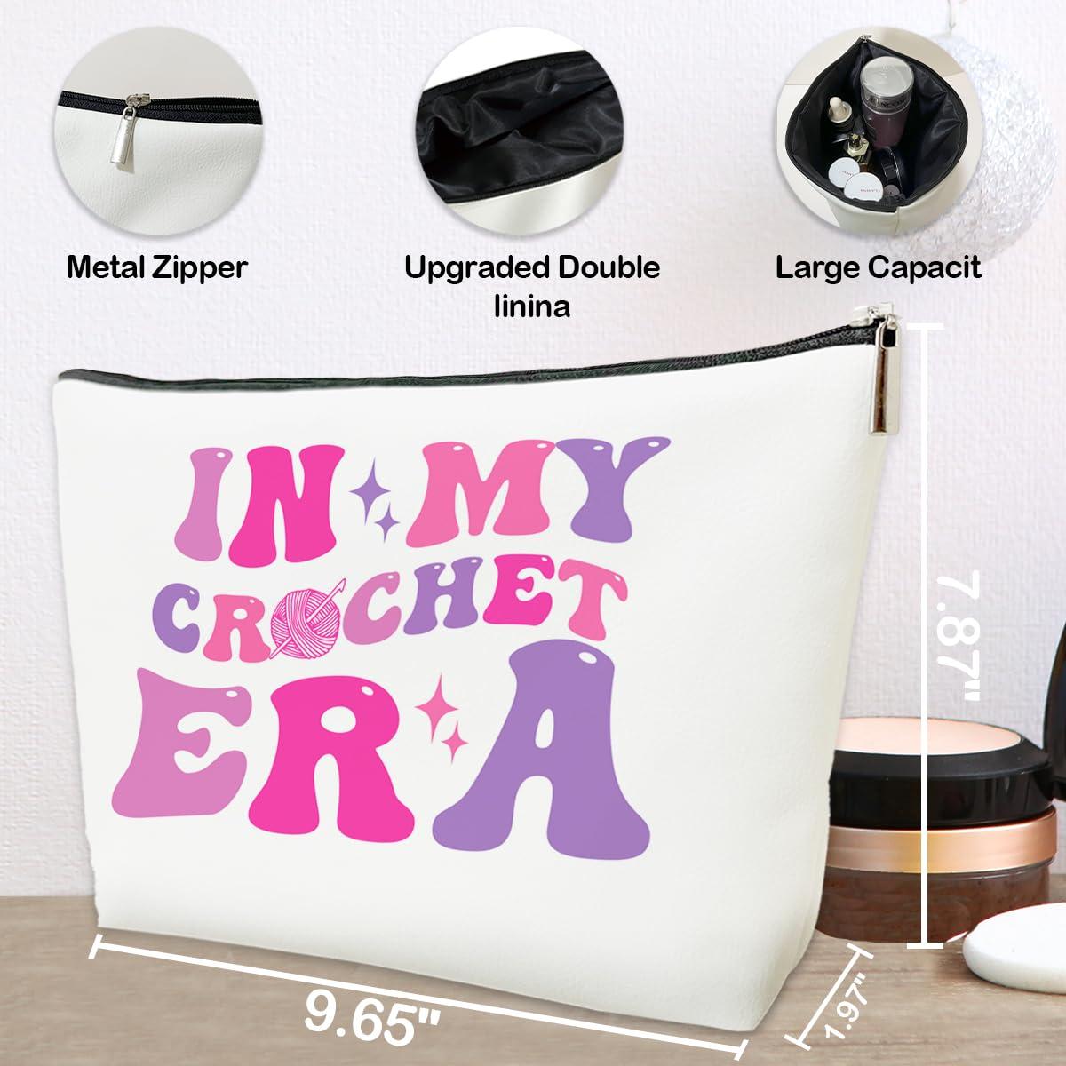 JioJio Chan JioJio Chan Crochet Gifts Makeup Bag, Crochet Gifts for Crochet Lovers Crocheters Knitters, Crochet Knitting Gifts for Women,In My Crocher Era Crochet Makeup Cosmetic Bag for Purse