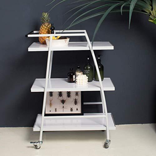 YGCBL YGCBL Multifunction Portable Hand Trucks,3-Tier Rolling Service Cart - Kitchen Hotel BarBathroom Trolley -Wrought Iron Metal Kitchen Bathroom Shelf - Multi-Function Practical Display Shelf - White