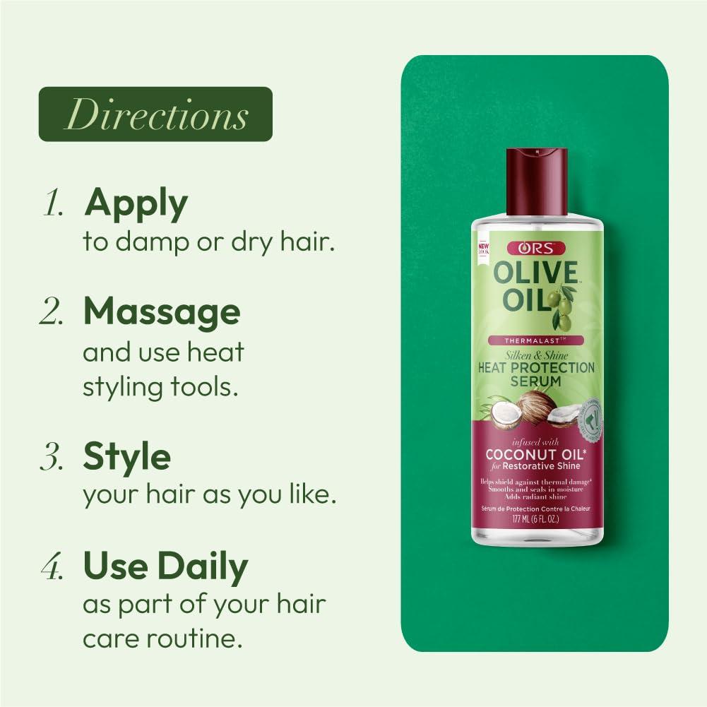ORS Olive Oil ORS Olive Oil Heat Protection Hair Serum infused with Coconut Oil for Restorative Shine - 6 ounces (Pack of 1)