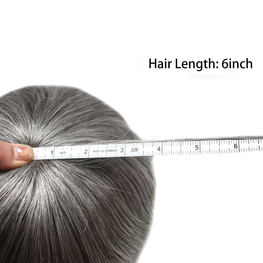 SINGA HAIR Hair System Toupee For Men Human Hair Piece Replacement Mens Toupee Wigs Male Prosthesis Transparent Full Lace Hair Unit for Men Hairpiece 7\'\'X9\'\' #1B65 Black Mixed Grey White