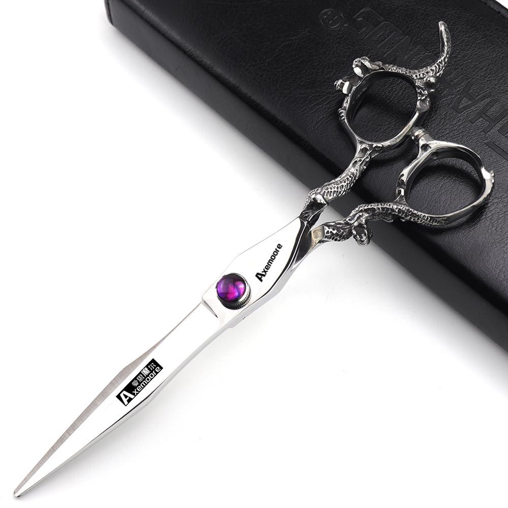AXEMOORE (3 choices) 7 Inch Salon Professional Hairdressing Scissors Barber Hairstyling Special Tools (7-inch purple gem)