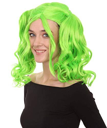 HalloweenPartyOnline Dolly Pigtail Ponytail Wig (Adult, Lime)