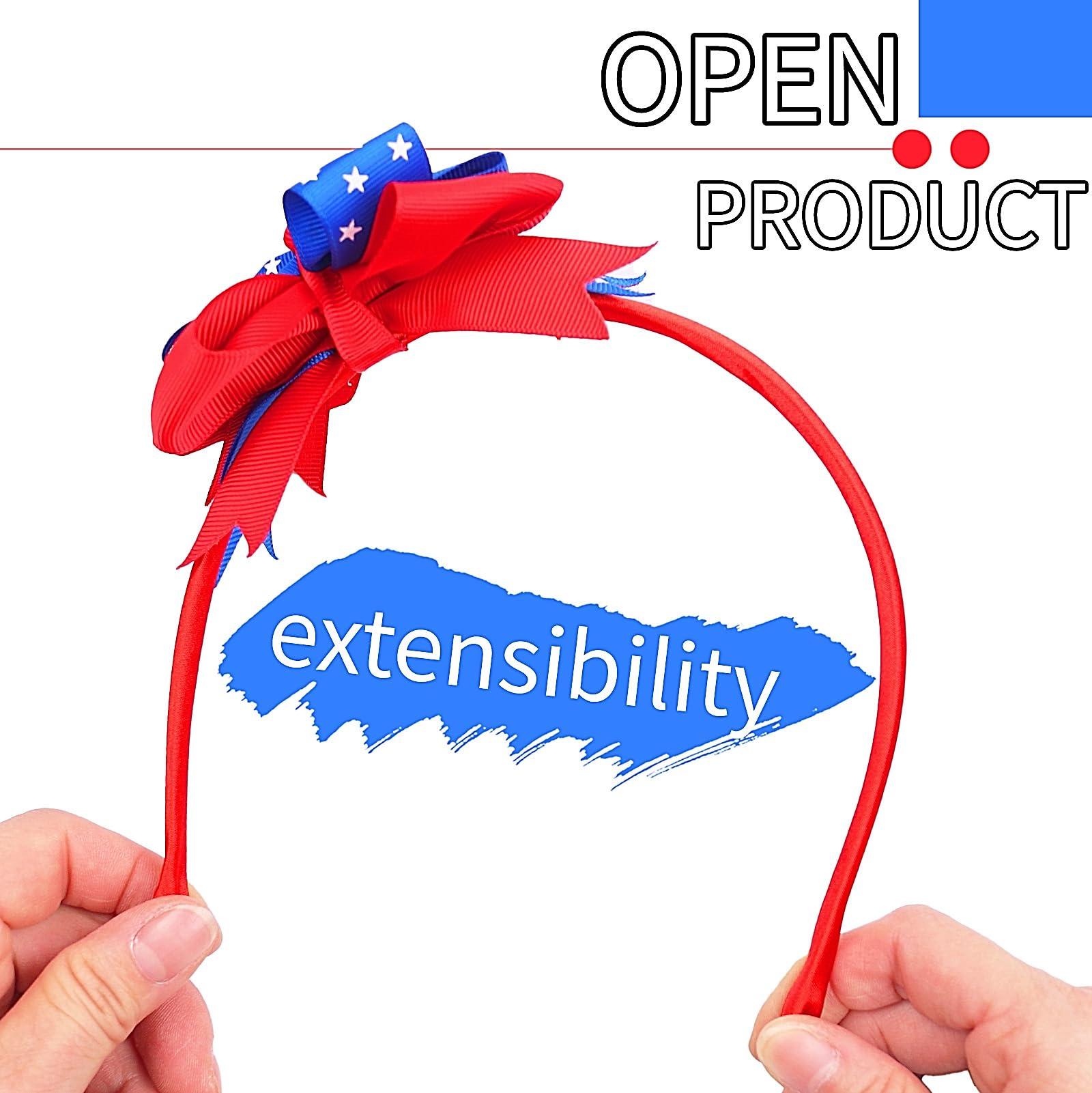 Doneace Doneace 4th of July Headband American Flag Bow Hairband Independence Day Hair Accessories Patriotic Party Hair Supplies USA Flag Design Bowknot Hair Hoop Hair Decorations for Girls Women Kids 1PCS