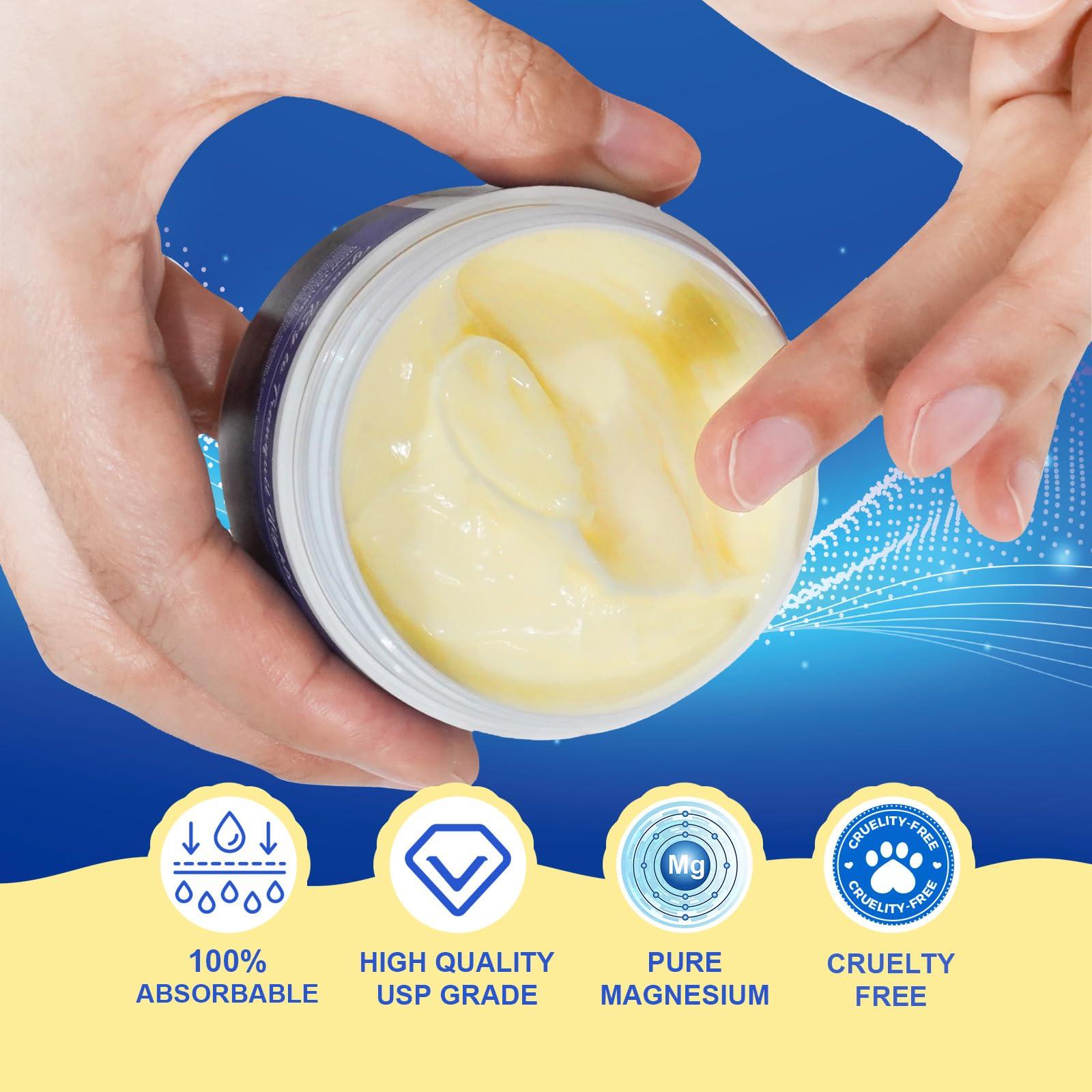 QJCWXIAOX QJCWXIAOX Magnesium Cream,Topical Magnesium Cream with Pure Zechstein Magnesium,Magnesium Lotion,Rich In Almond oil, Lavender, Vitamin E,Topical Magnesium Oil for Feet, 3.17 OZ