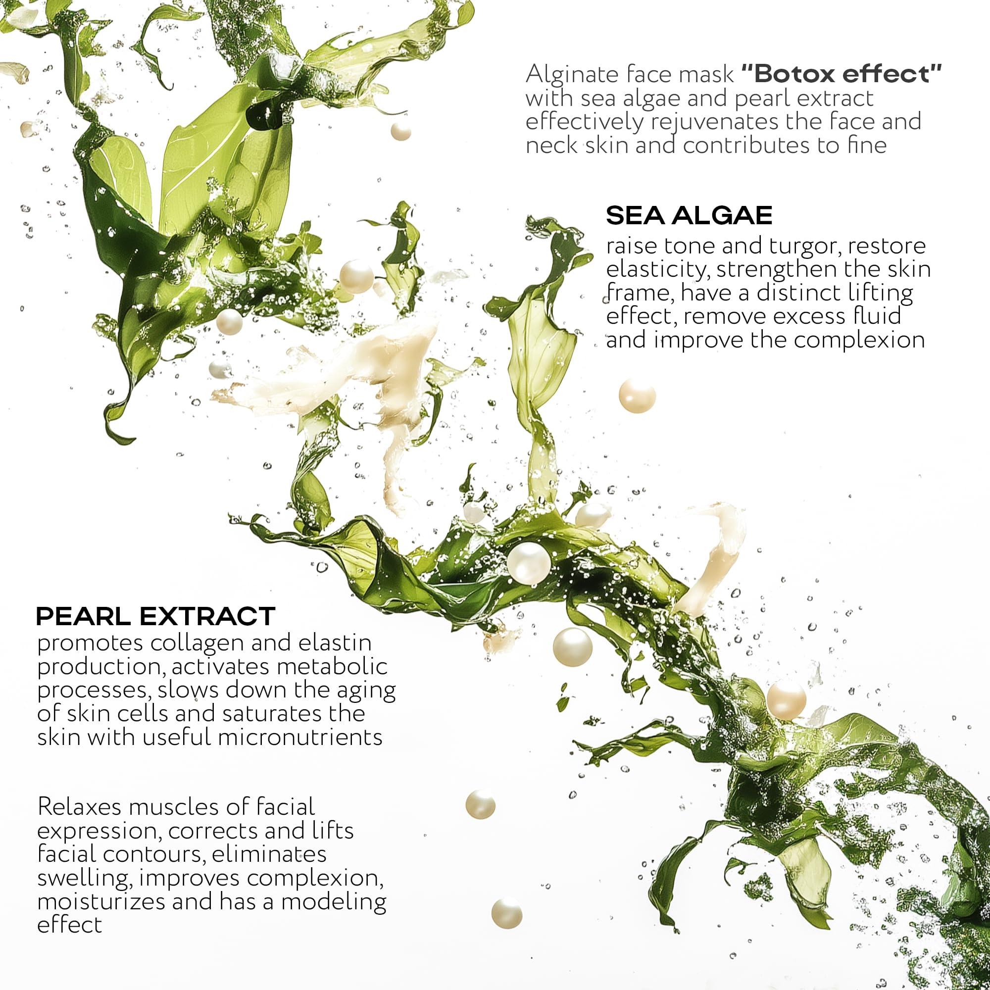 NSC Name Skin Care Alginate Powder Face Mask with Chlorella Seaweed and Pearl Extract - 2.2lb, 40 Applications - Peel Off Korean Beauty Natural Fascial Skincare - Hydrating Moisturizing Peeling Spa Kit