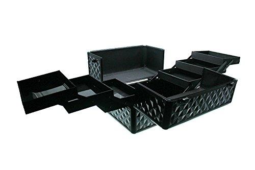 MUA Professional Makeup Artist Travel Cosmetic Train Case w/ 3 Tier Side Extendable Trays Aluminum Hard Case