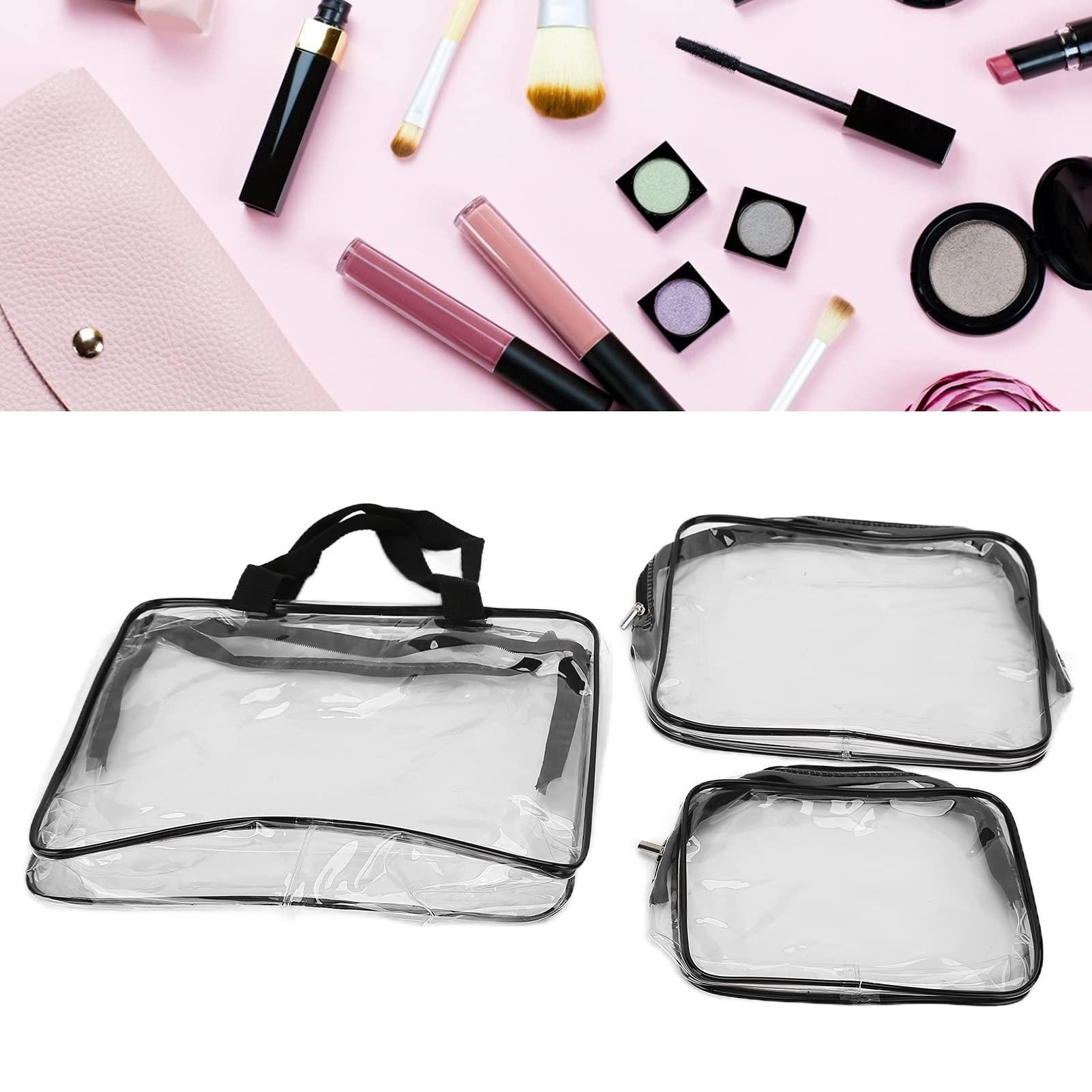 Uplory Uplory Makeup Bag, Cosmetic Bag Pvc Transparent Thickness Easy To Clean Ell Structured Sturdy Zip Fastener, 3Pcs Travel Toiletry Bag For Travel Gym Bathroom Bedroom Daily Carry