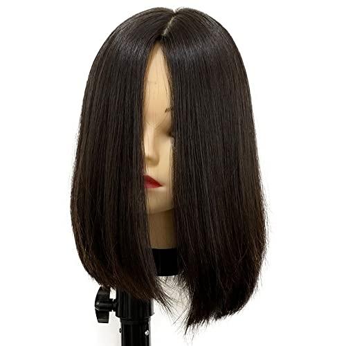 IVGTOP IVGTOP Straight Bob Virgin Hair Jewish Wig Kosher Wigs European Hair Double Drawn Weft Silk Top None Lace Wig For Women Thick End Wigs (12inch, 1B Natural Black)