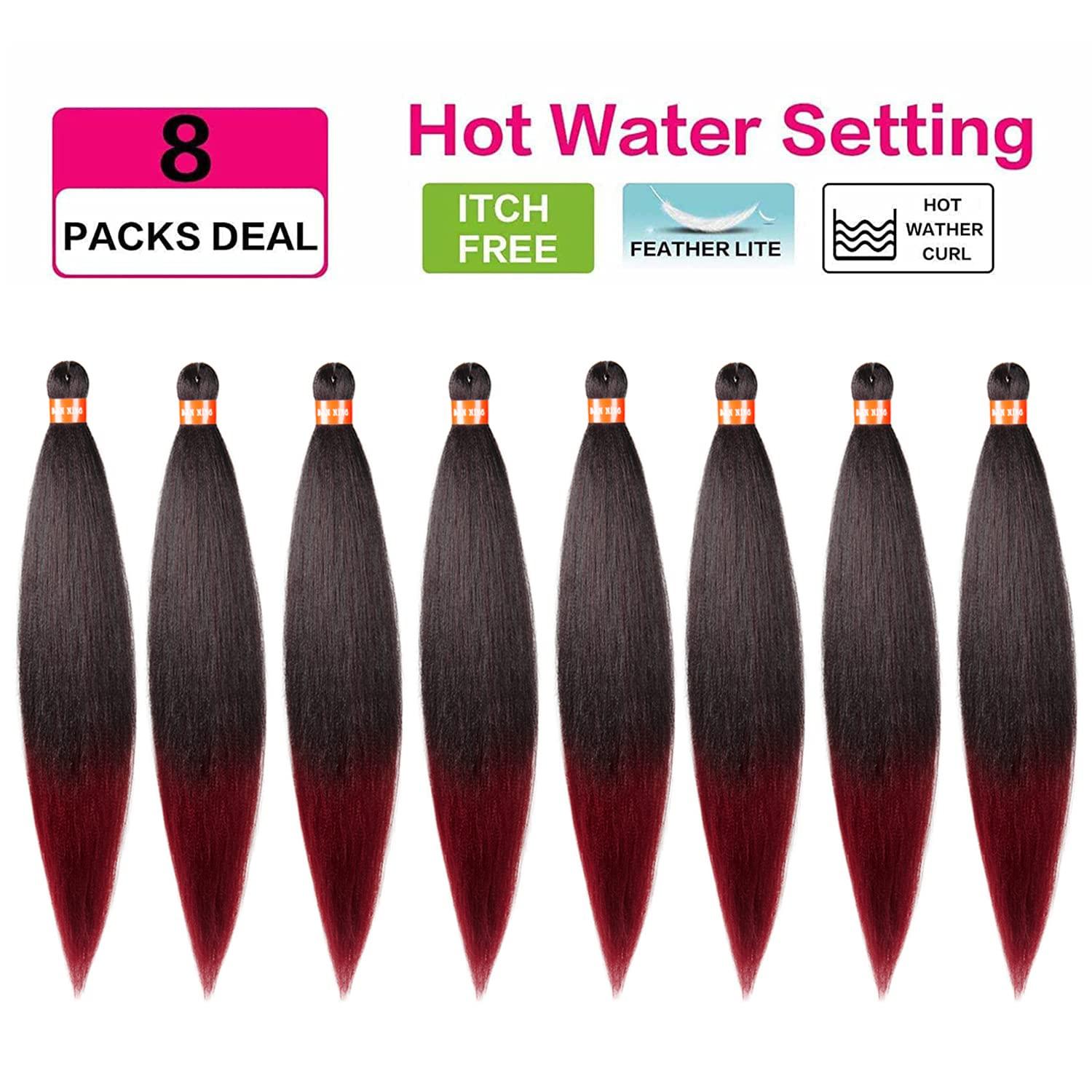 DAN NING DAN NING Pre-stretched Braiding Hair,Silky Braid Hair Extensions, Itch Free Crochet Twist Hair Braids, Yaki Texture Original Braiding Hair Pre Stretched(20\'\'-8 packs, 1bburg)