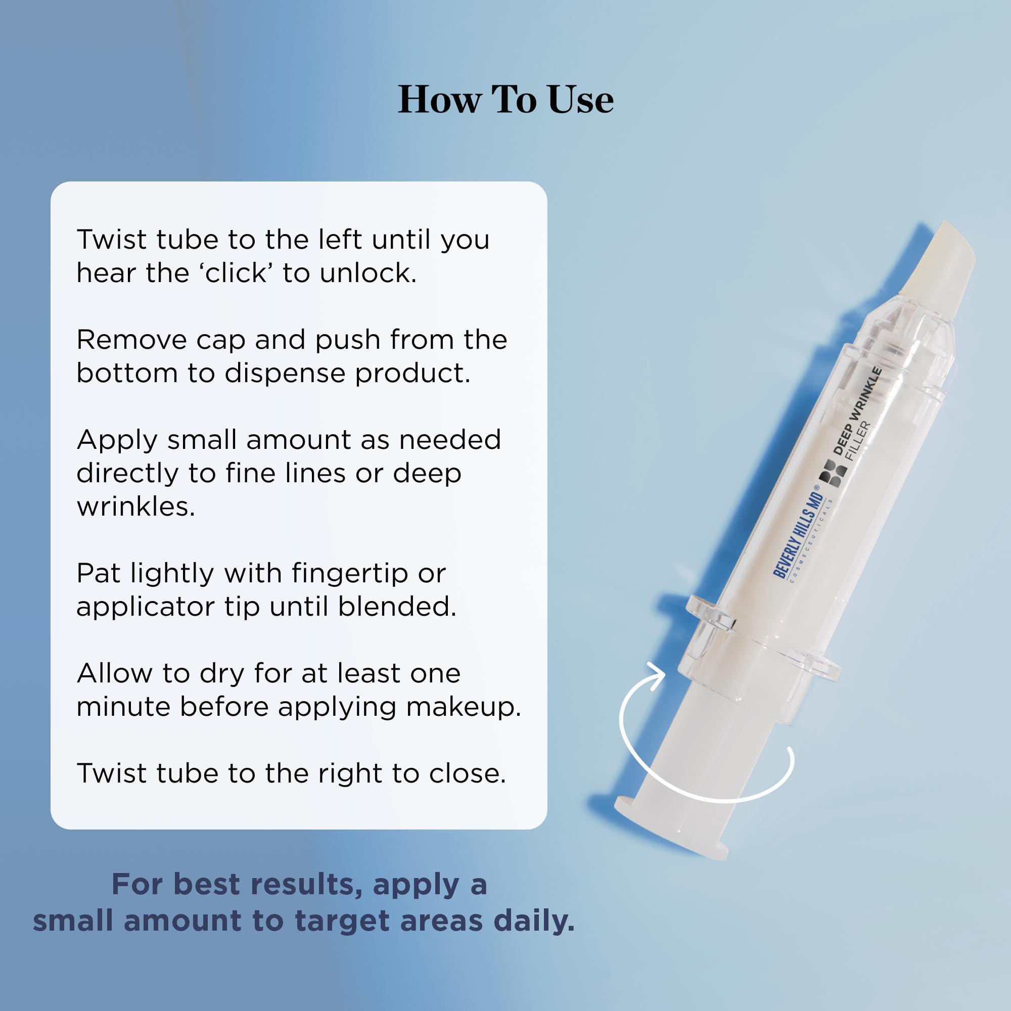 Beverly Hills MD Beverly Hills MD Deep Wrinkle Filler- Decrease Appearance of Deep Wrinkles on Contact, Anti-Aging Serum for Smooth, Lifted Complexion- Helps Correct Fine Lines & Creases w/Diamond Dust & Polymers