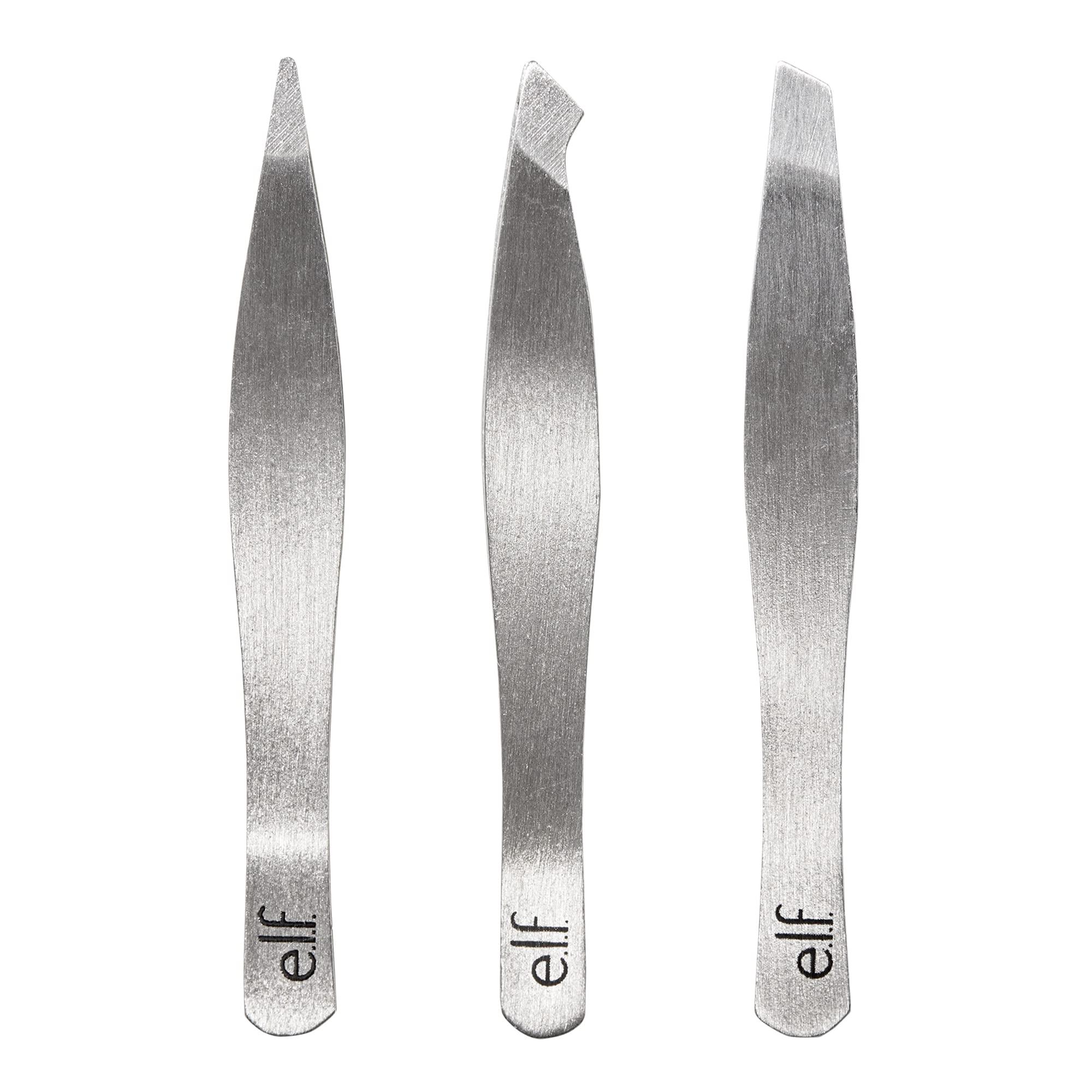 e.l.f. e.l.f. Tweezer Trio Kit, Three Mini Eyebrow Tweezers For Shaping, Defining & Grooming Brows, Great For Touchups On The Go, Vegan & Cruelty-Free