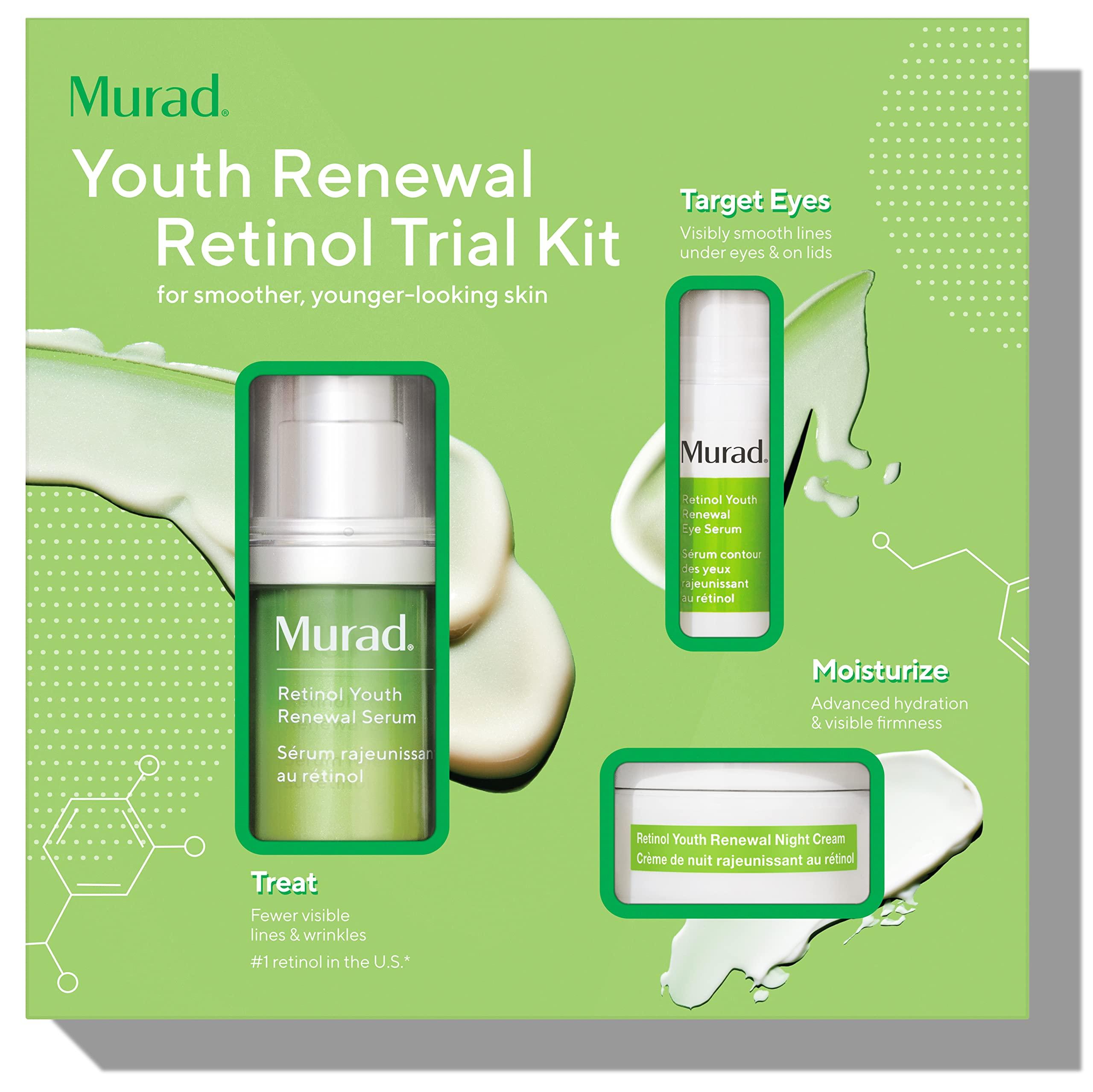 Murad Murad Youth Renewal Retinol Trial Kit – 3-Piece Trial-Size Kit $102 Value - Anti-Aging Retinol Skincare Set - Retinol Serum for Face, Retinol Eye Serum, & Retinol Night Cream