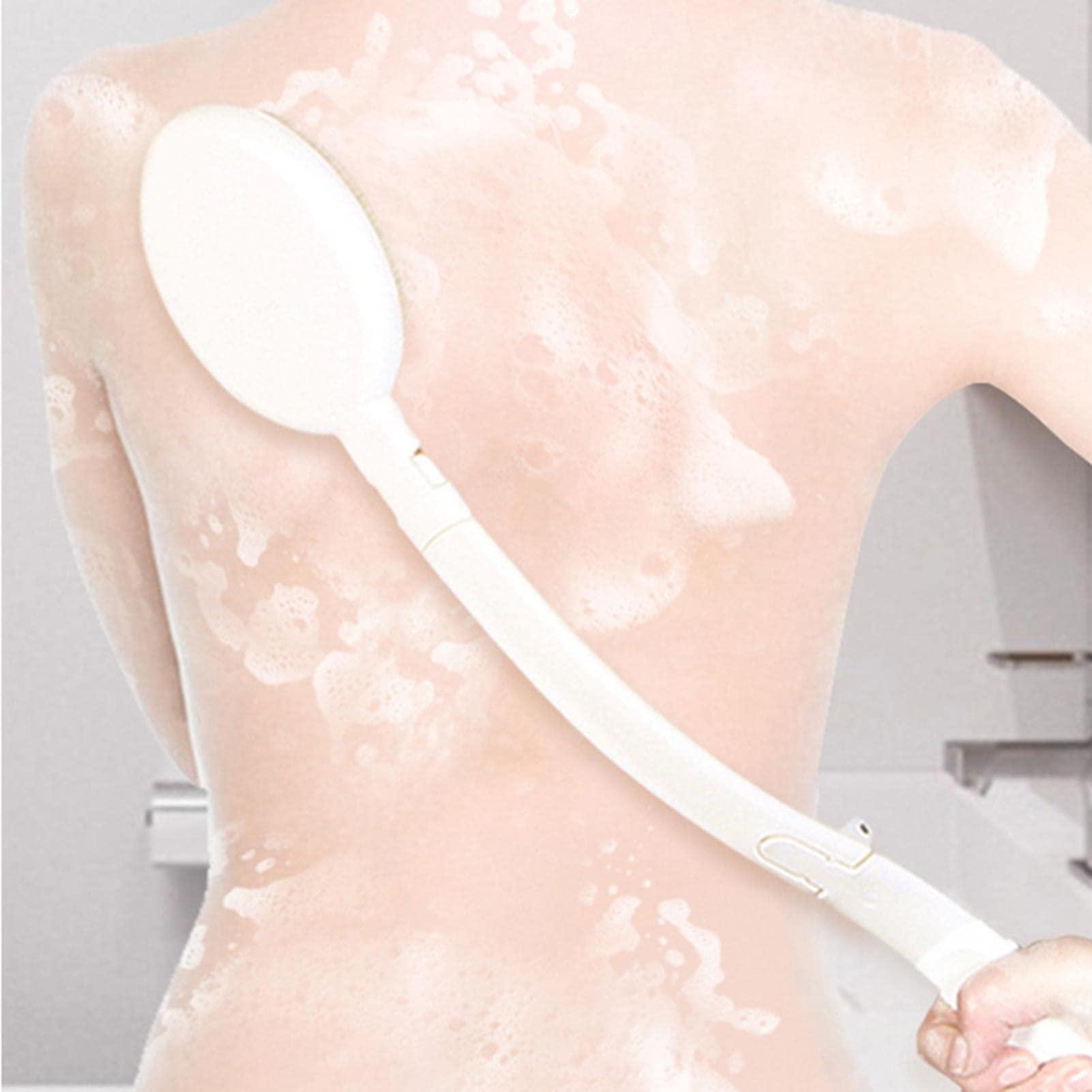 Naysku Back Scrubber for Shower - Dry Brushing Body Brush | Shower Brush with Soft and Stiff Bristles, Bath Dual-Sided 19 in Handle Back Scrubber Body Exfoliator for Wet Or Dry Brushing Swan-us