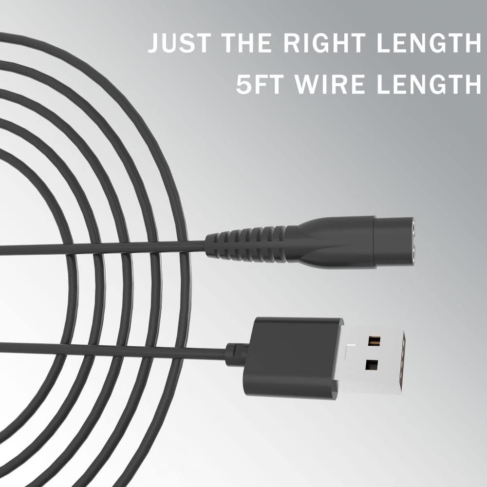OGMWIN Replacement Charging Cable Fit for Meridian Grooming Electric Shaver Trimmer 5Ft Charger Cable Power Adapter Cord Black