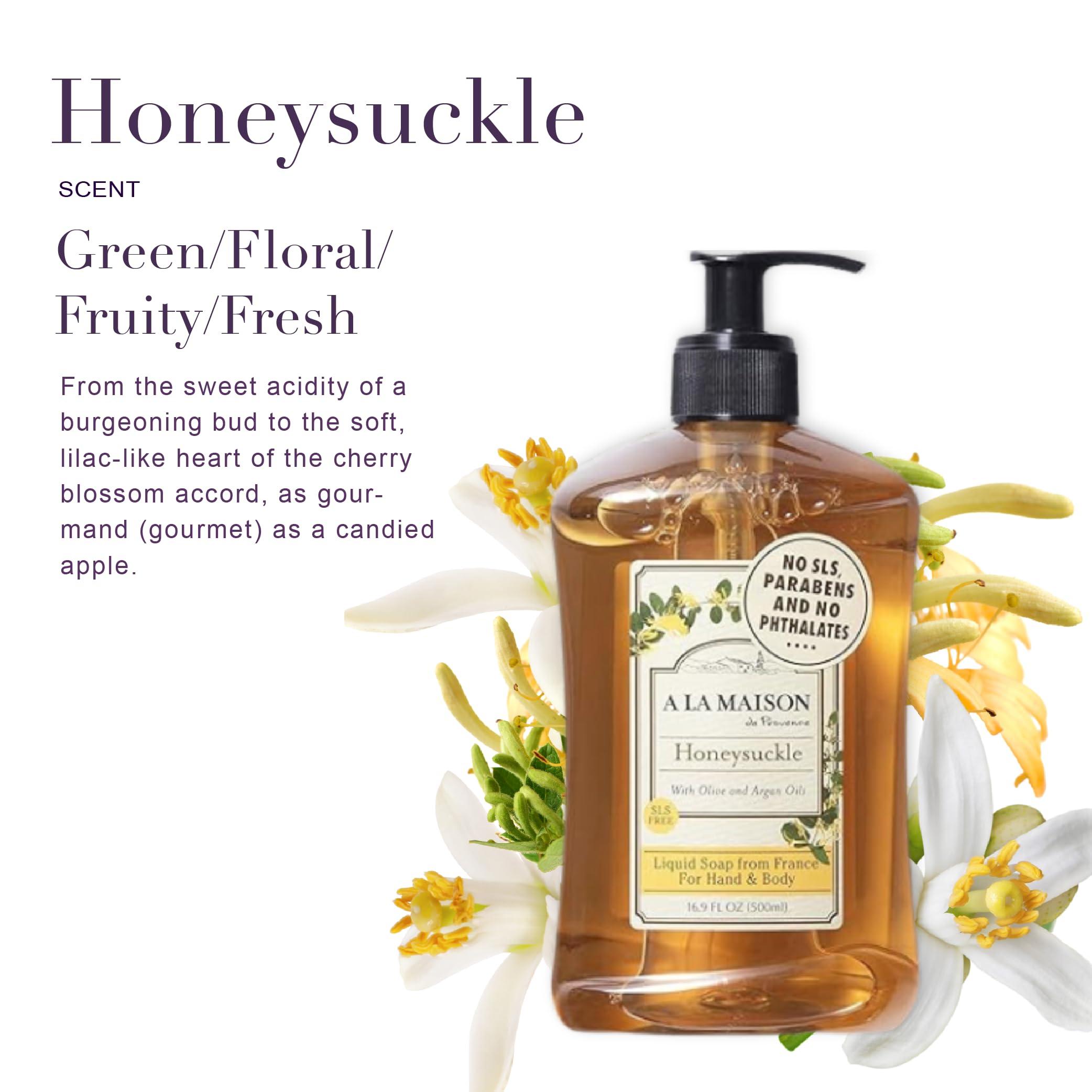 A LA MAISON A LA MAISON de Provence Liquid Soap Honeysuckle, 16.9 Fl Oz (Pack of 3)