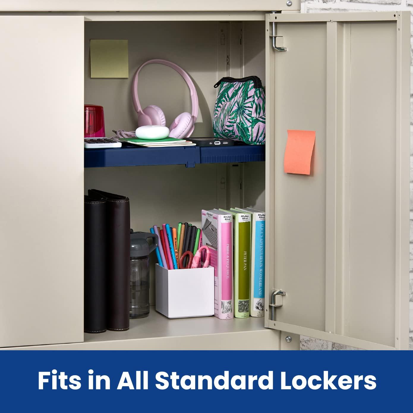 LockerMate LockerMate Adjust-A-Shelf Locker Shelf, Extends to Fit Your Locker, Easy to Use, Perfect for School, Office, Gym, Blue, 2-Pack