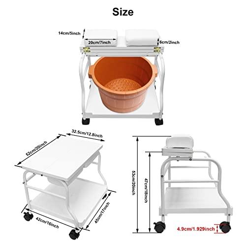 Elitzia Beauty Salon Nail Or Foot Bath Spa Portable Esthetician Trolley Cart for Foot Rest Pedicure Manicure Funiture Massage Table Salon Supplies 2 Way Use 2 Color Option Elitzia (White 2pcs)