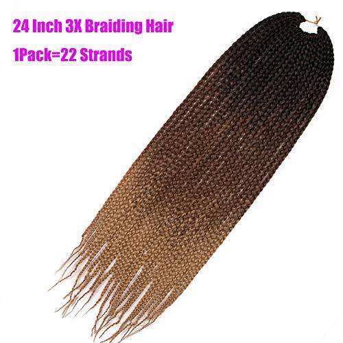 Geyashi Hair Geyashi Hair 24 Inch 1Pack/Lot 100G/Pack Honey Blonde 3S Senegalese Twist Box Braids Crochet Pre Looped High Temperature Fiber Brading Hair Extentions Ombre Crochet Box Braids(1B/4/27)