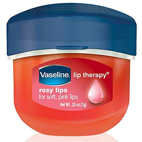 gHTN 2 Vaseline Therapy Lip Balm 0.25 Oz Rosy Flavor Petroleum Jelly Mini Jar Lipbalm