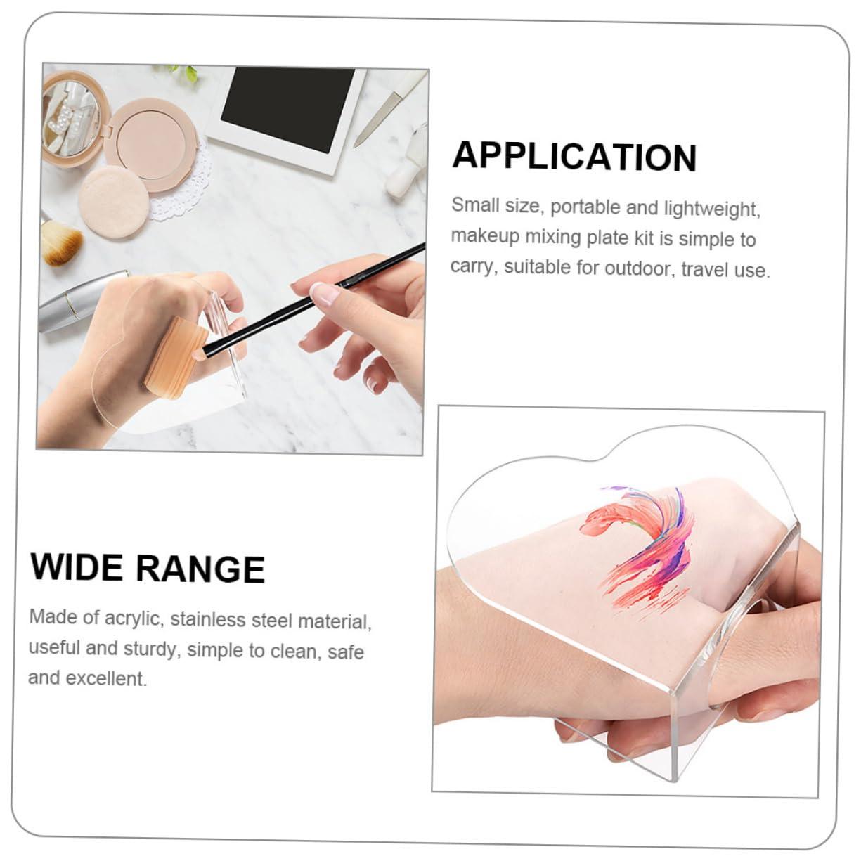 Beaupretty Beaupretty 3 Sets Heart Makeup Mixing Palette Art Nail Palette Foundation Blending Palette Acrylic Makeup Mixing Palette with Spatulas Makeup Mixing Tray