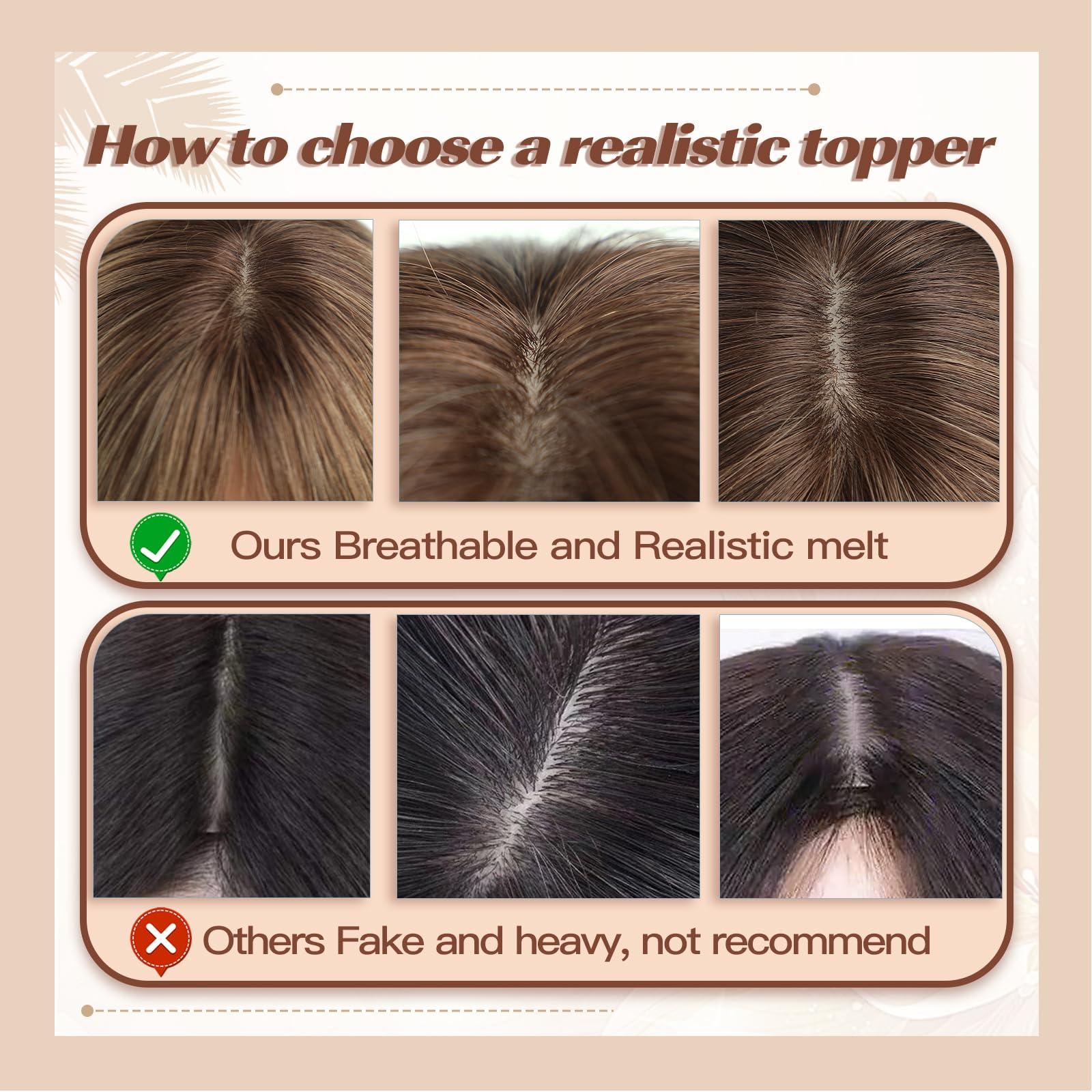 starluck starluck Hair Toppers for Women,Hair Loss Cover with Bangs,Hair Extensions for Thinning Hair, Real Human Hair 130% Density 10inch
