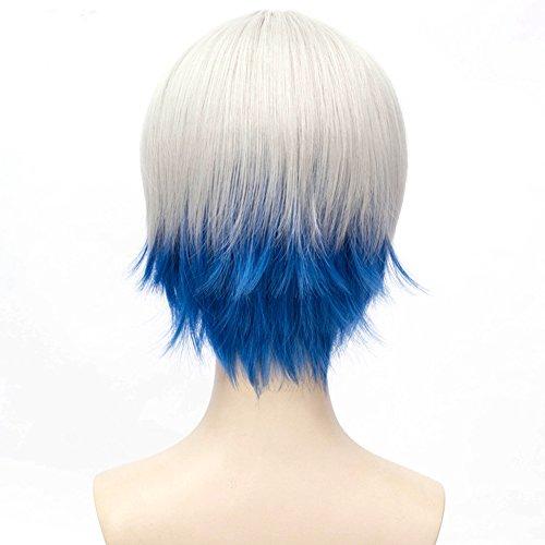 GOOACTION GOOACTION 11.8''/30CM Silver White and Blue Cosplay Short Wigs Wade Watts/Parzival's Wig Wavy Men's Wig Synthetic Hair Costume Wig